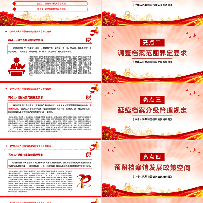 简洁精美《中华人民共和国档案法实施条例》十大亮点PPT下载