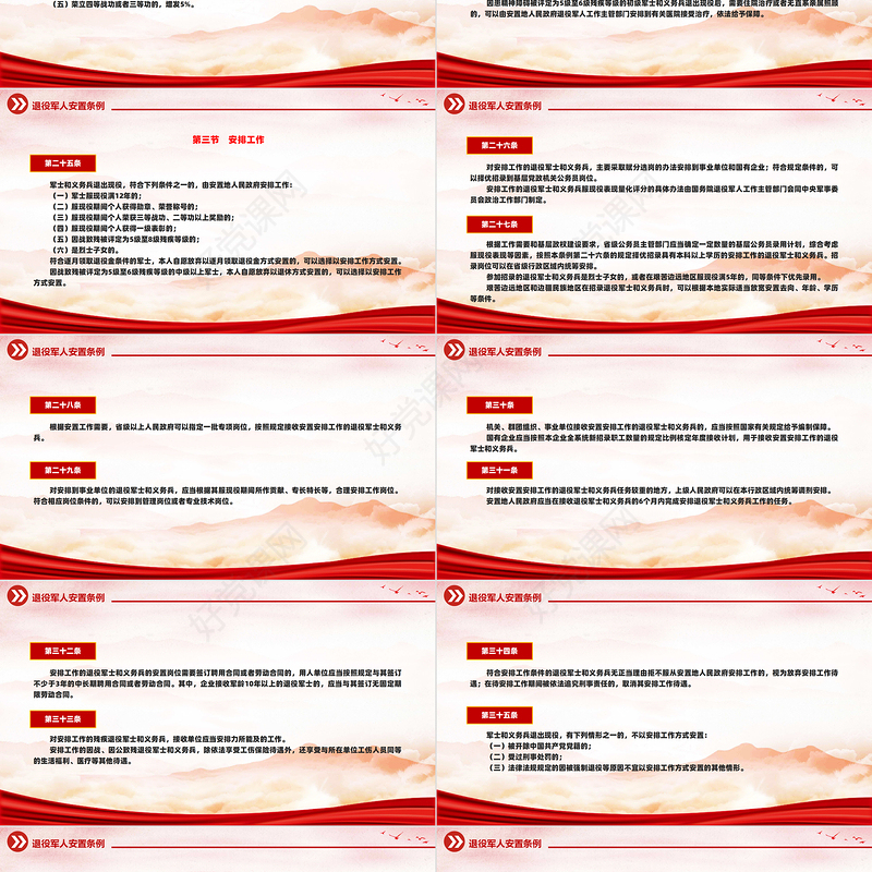 精美简洁《退役军人安置条例》PPT课件模板