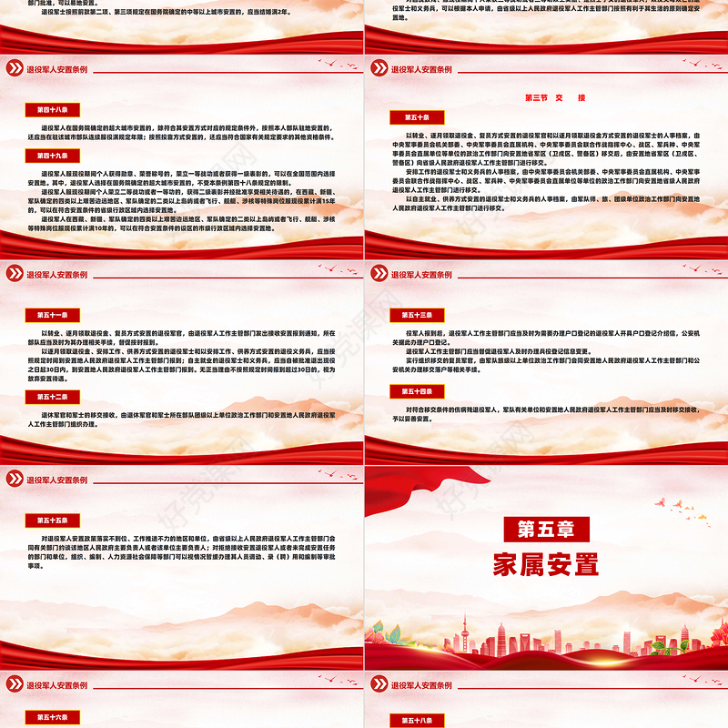 精美简洁《退役军人安置条例》PPT课件模板