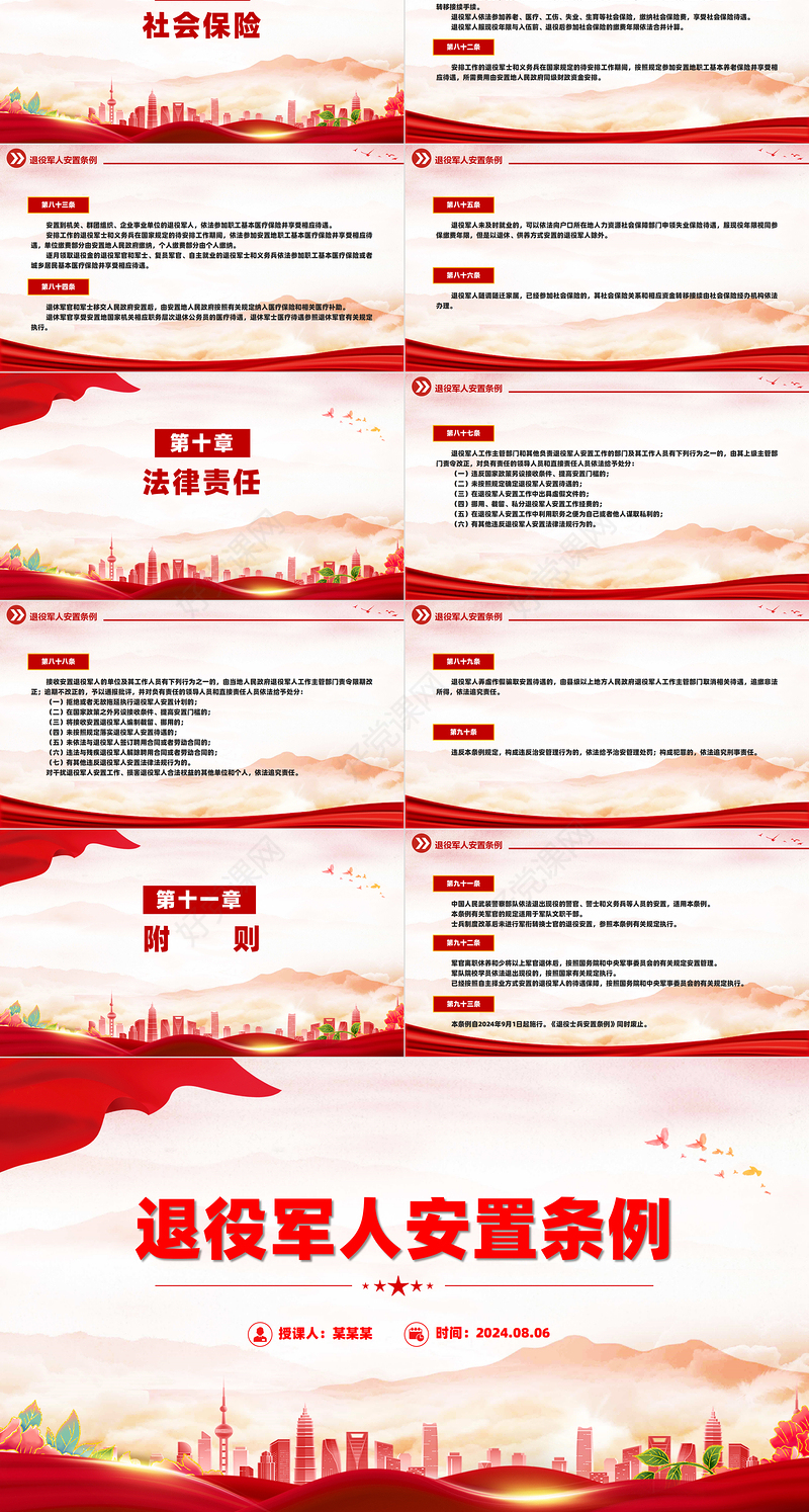 精美简洁《退役军人安置条例》PPT课件模板