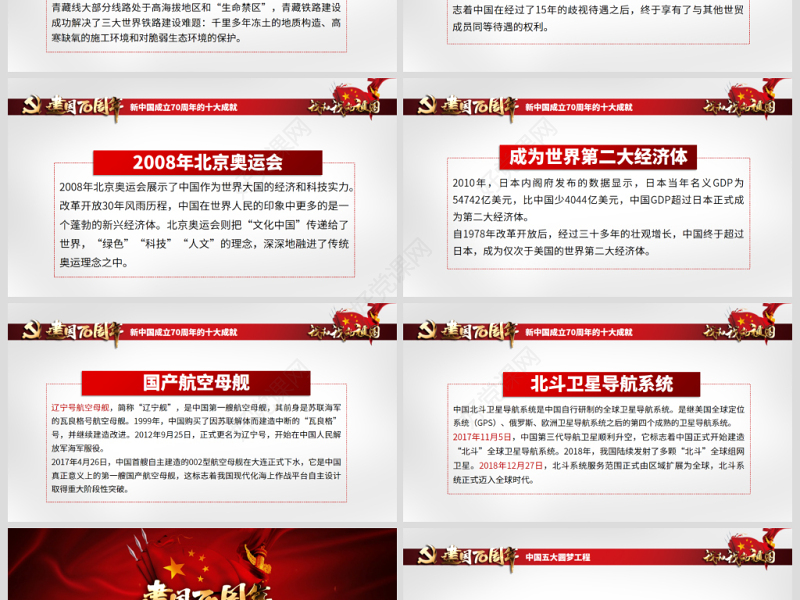 原创2019国庆庆祝建国70周年光辉历程爱国教育PPT模板我和我的祖国主题课件-含讲稿