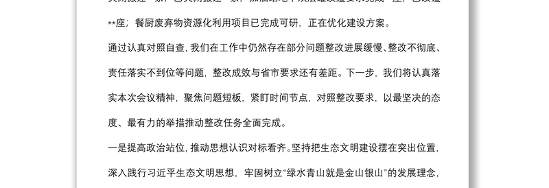 在全市生态环境问题整改集中攻坚推进会议上的发言