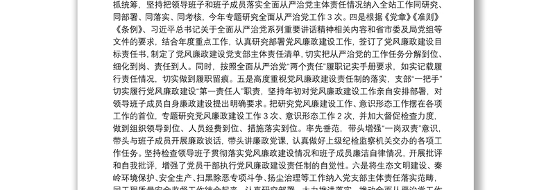 党支部落实全面从严治党主体责任报告