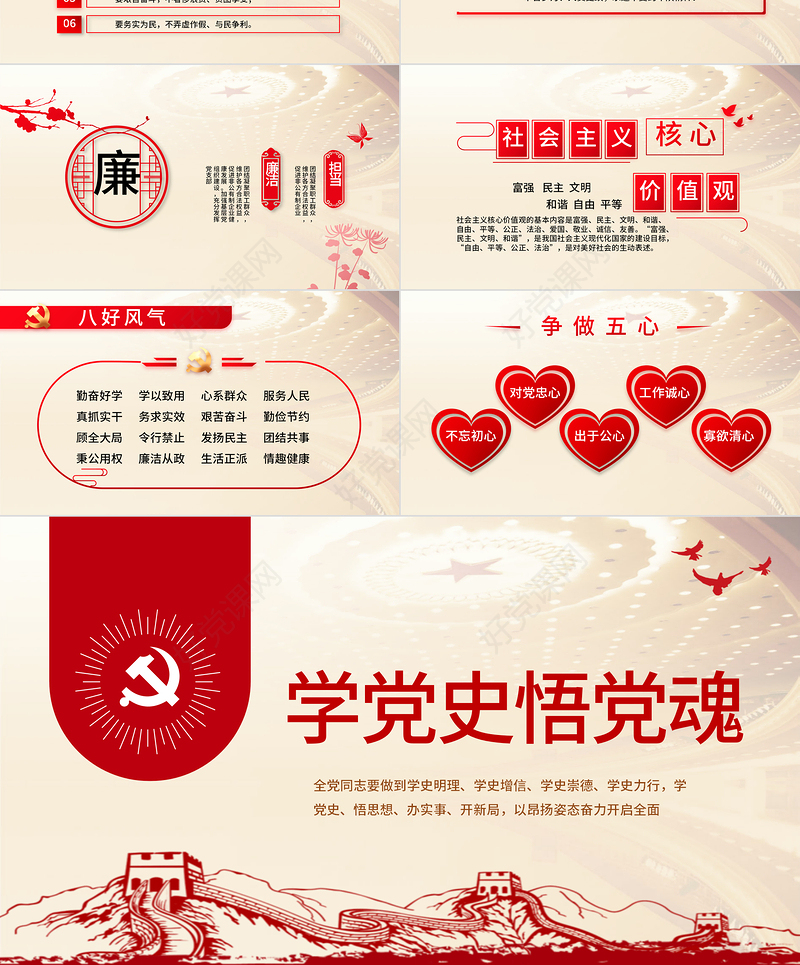 2021学党史悟党魂PPT红色建党100周年党员教育培训专题党课课件
