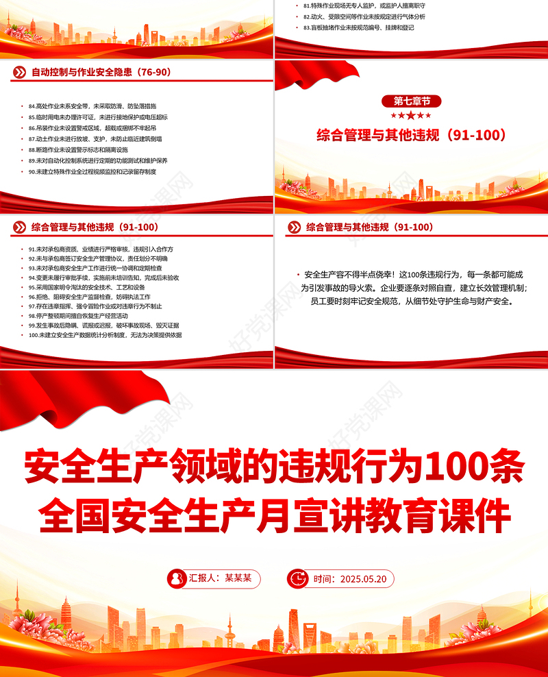 2025安全生产领域的违规行为100条PPT安全生产月宣讲教育课件