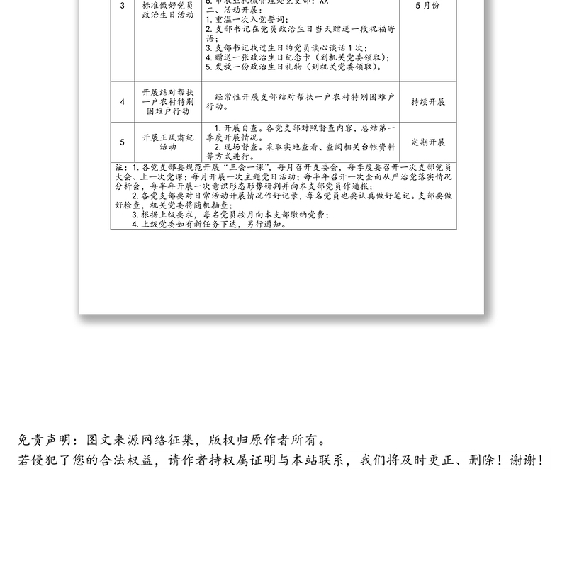 2020年5月党建工作目标任务清单