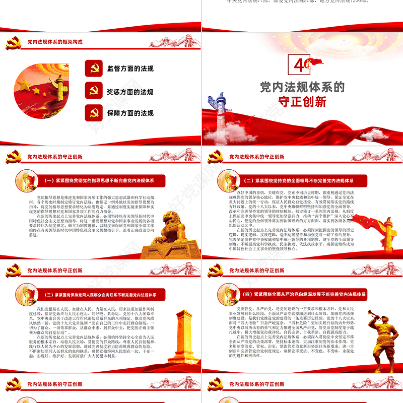 2021学习中国共产党党内法规体系PPT党建风党内法规进基层从严治党依规治党党课课件模板