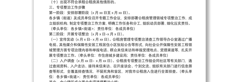 公共租赁住房专项清理整治工作实施方案