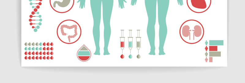 矢量人体医疗PPT统计图表图案