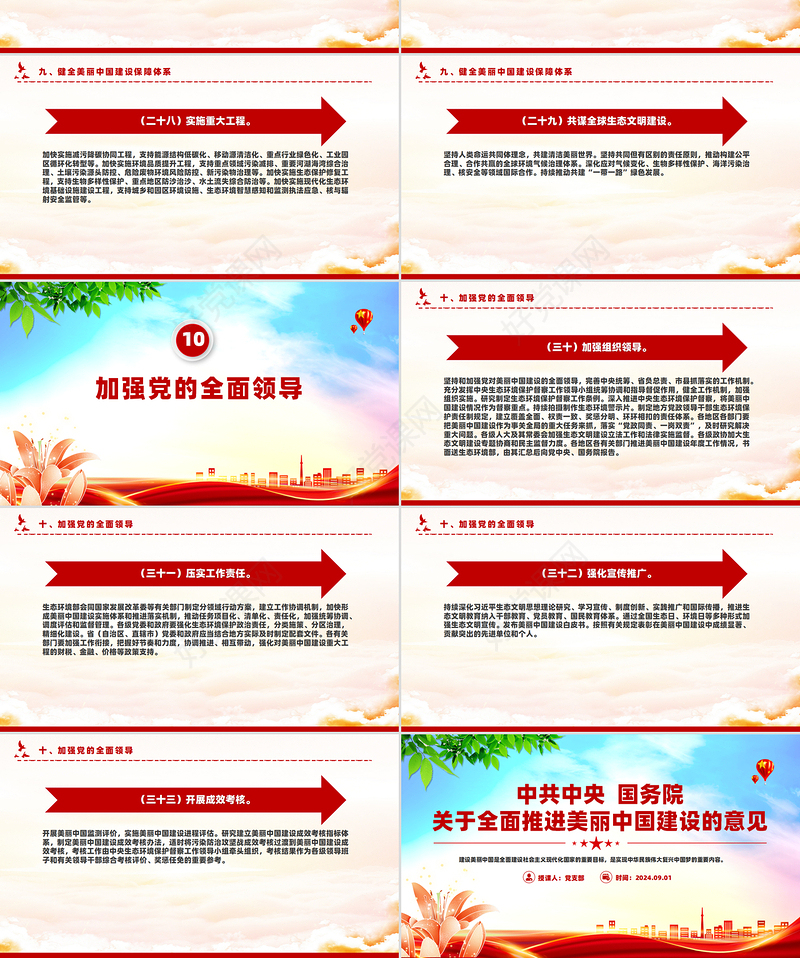 创意大气风关于全面推进美丽中国建设的意见PPT课件