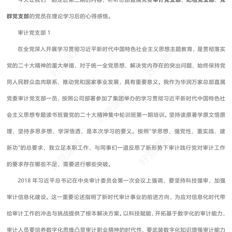 2023“主题教育大家谈”学习心得体会分享（审计党支部、纪检党支部、党群党支部）