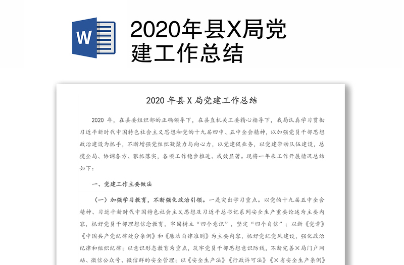 2020年县X局党建工作总结