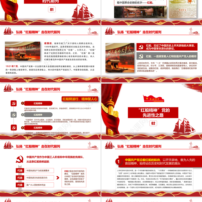 十九大会议精神红船精神新时代精神时代前列动态PPT模板