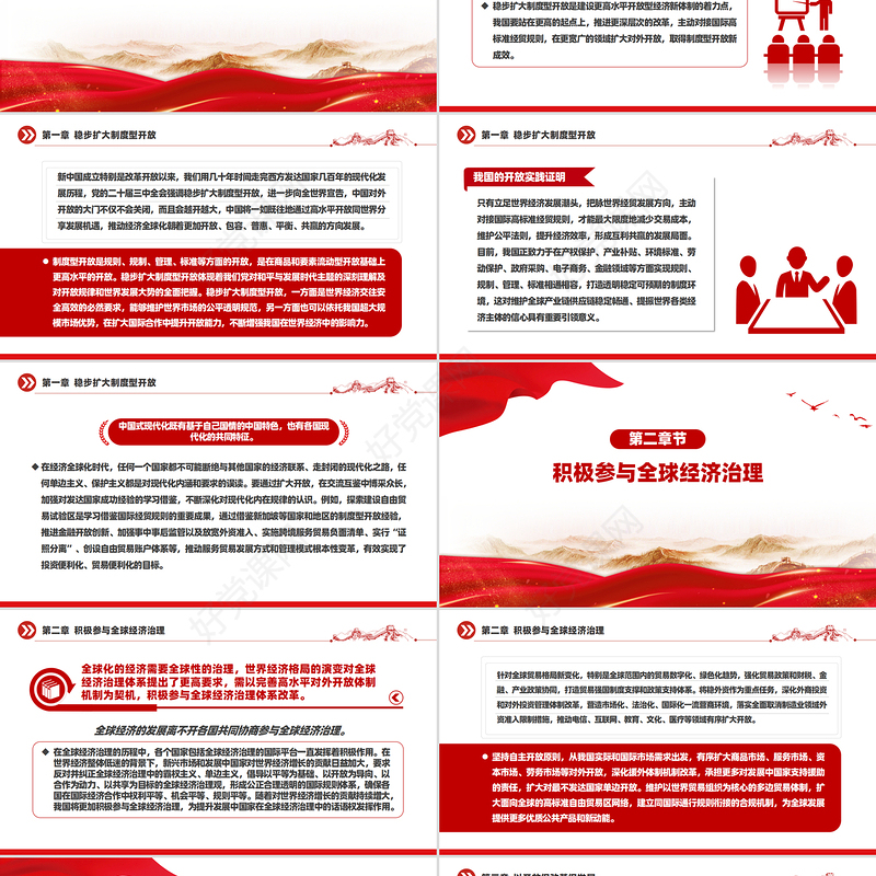 向全面建成高水平社会主义市场经济体制迈进PPT红色党建风学习教育党课