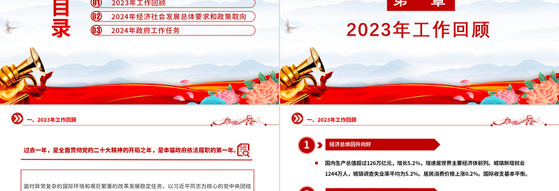 精美党政风2024政府工作报告全文使命重在担当奋斗创造未来PPT