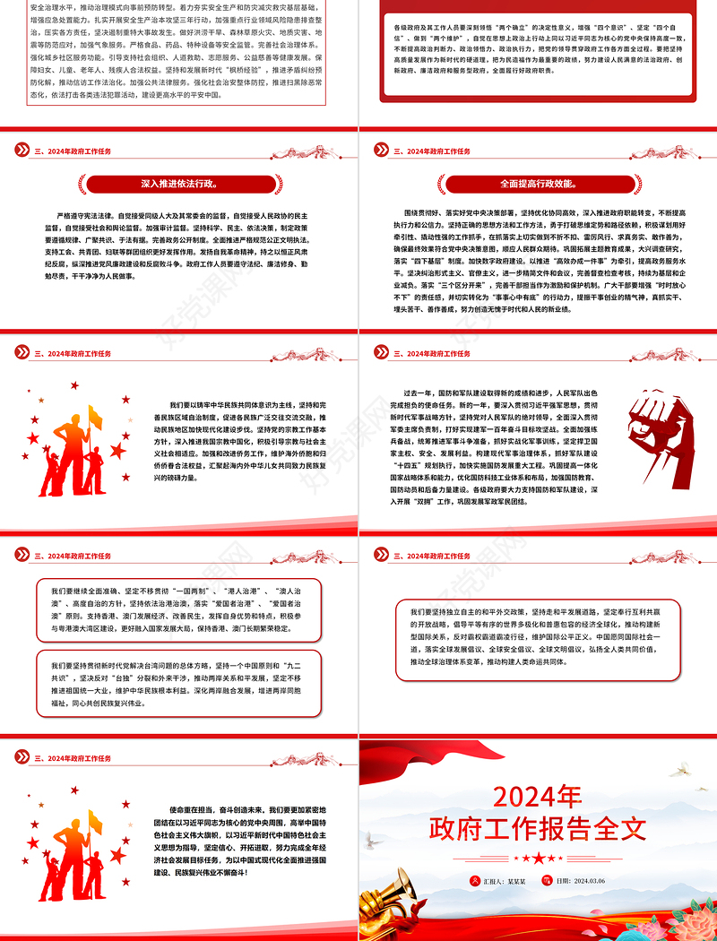 精美党政风2024政府工作报告全文使命重在担当奋斗创造未来PPT