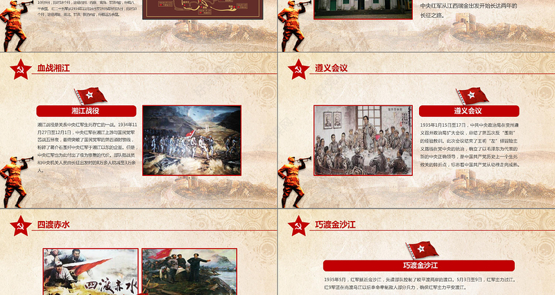 学习红军长征PPT模板80周年纪念