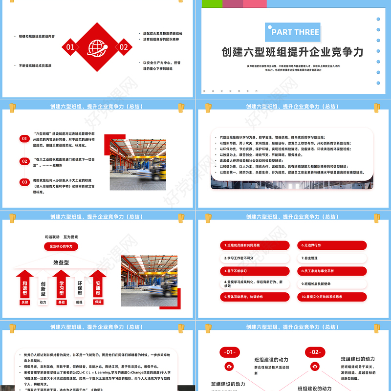 2023创建六型班组提高企业竞争力PPT商务风提高企业竞争力课件模板下载