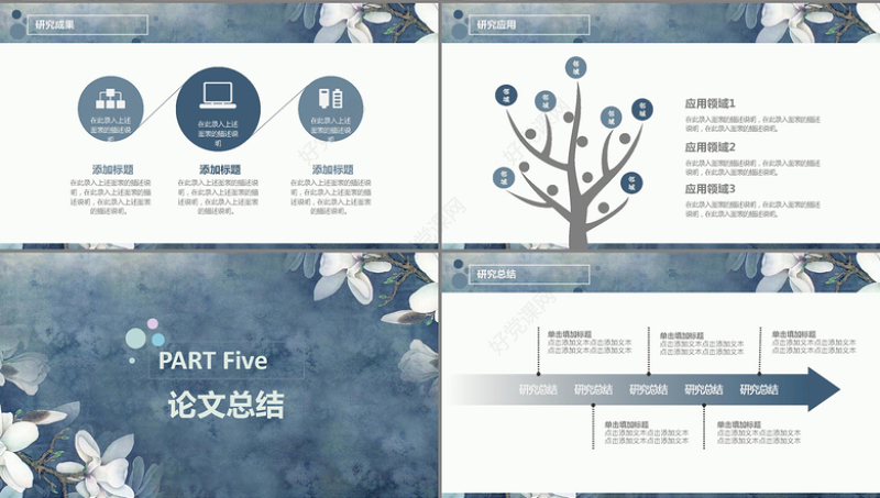 唯美玉兰高校开题报告毕业论文答辩PPT模板