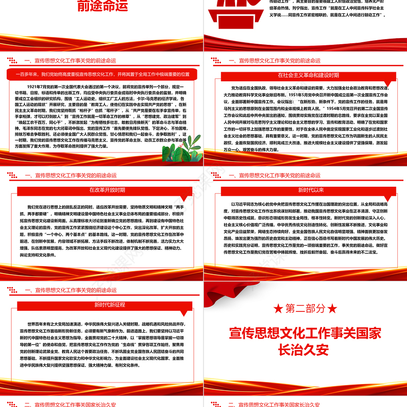 深刻阐述宣传思想文化工作的重要地位ppt大气简洁风文化使命专题党课课件