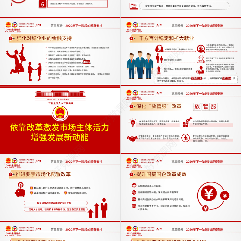 2020年风雨无阻奋勇向前全国两会政府工作报告详细解读党政党建党课ppt