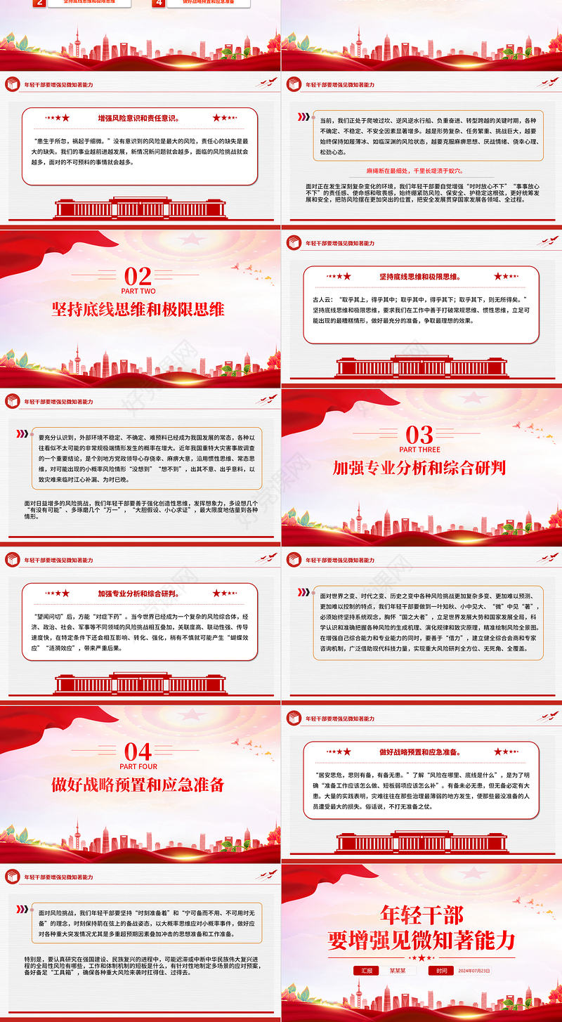 精美大气年轻干部要增强见微知著能力PPT党员干部能力提升微党课