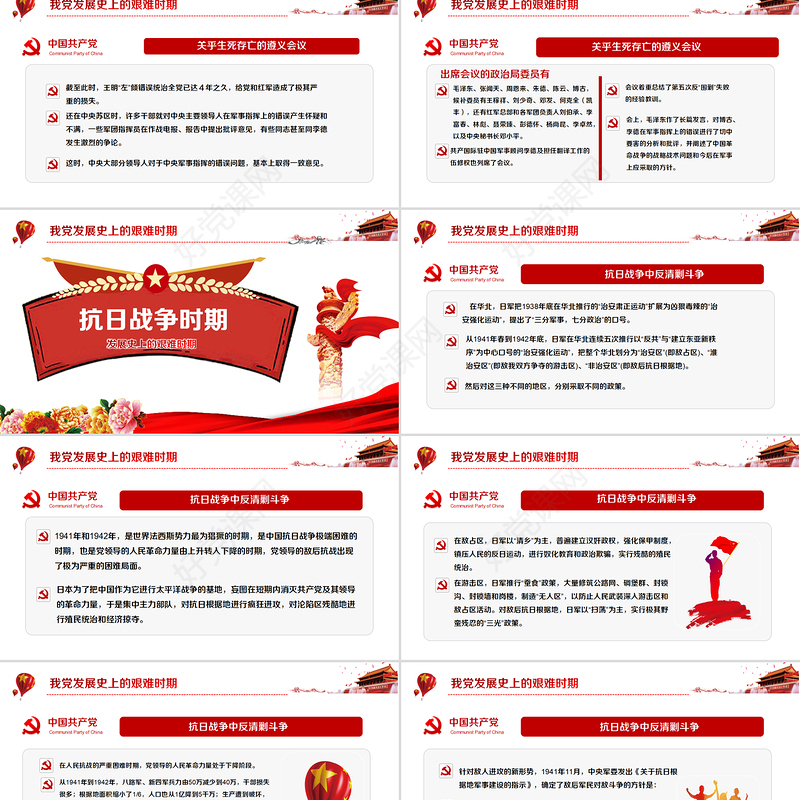 党政党建党课100周年七一党课光辉历程PPT动态模板