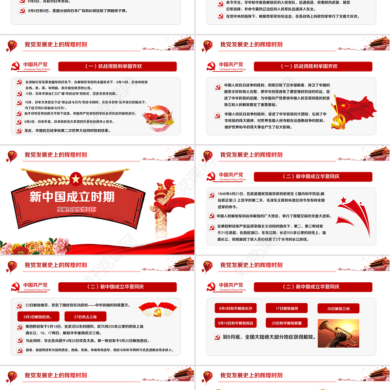 党政党建党课100周年七一党课光辉历程PPT动态模板