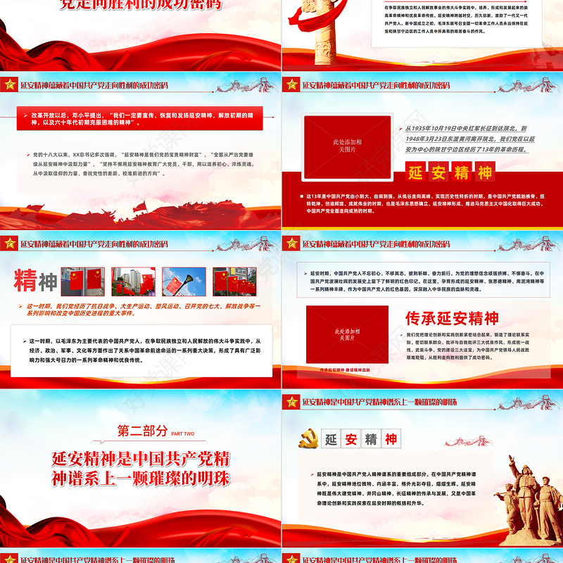 2022传承延安精神赓续精神血脉PPT红色大气风党支部团支部2022年学习延安精神专题授课课件模板