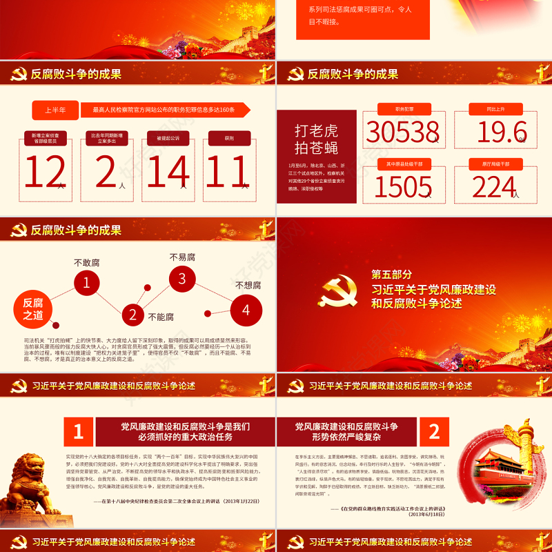 原创党风廉政建设党课ppt模板反腐败斗争形势