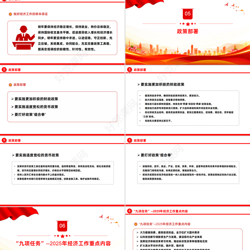 红色简洁2025中央经济工作会议要点梳理PPT课件下载
