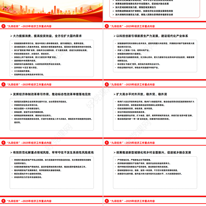 红色简洁2025中央经济工作会议要点梳理PPT课件下载