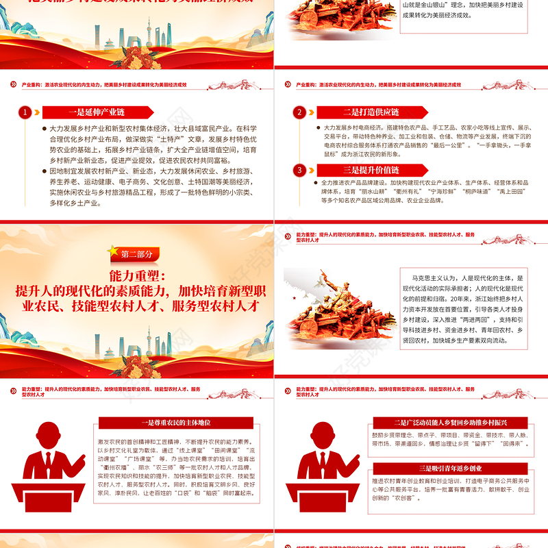 千万工程PPT党建风中国式现代化的乡村实践乡村振兴专题党课课件