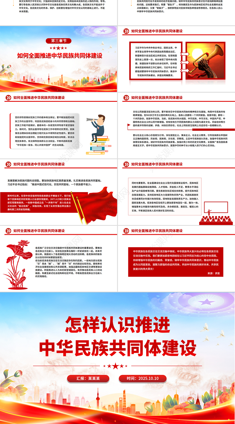 简洁风怎样认识推进中华民族共同体建设PPT党课下载