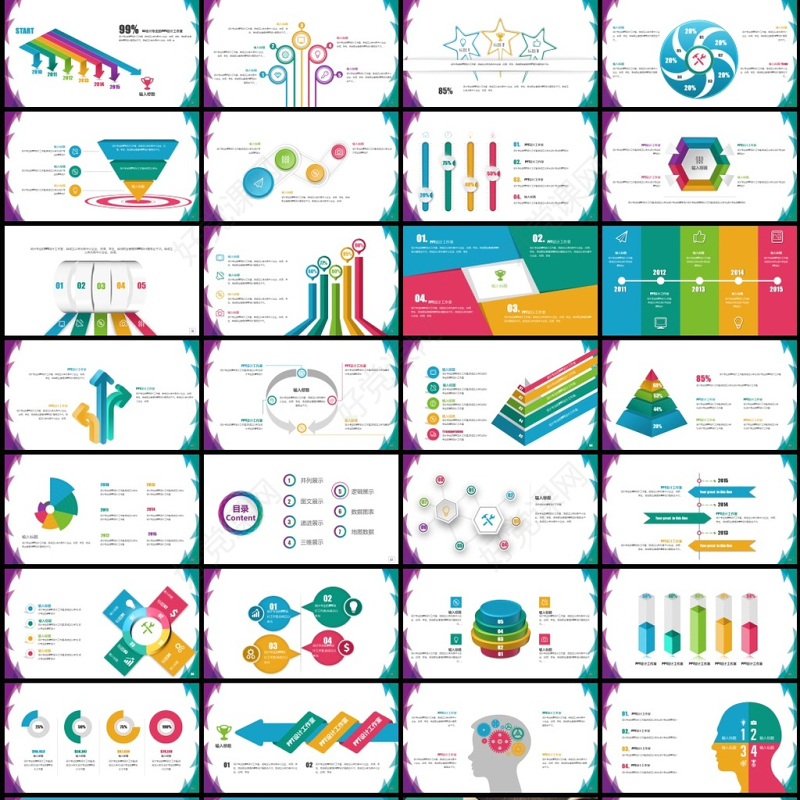 150P工作总结报商务汇报内页图表合集