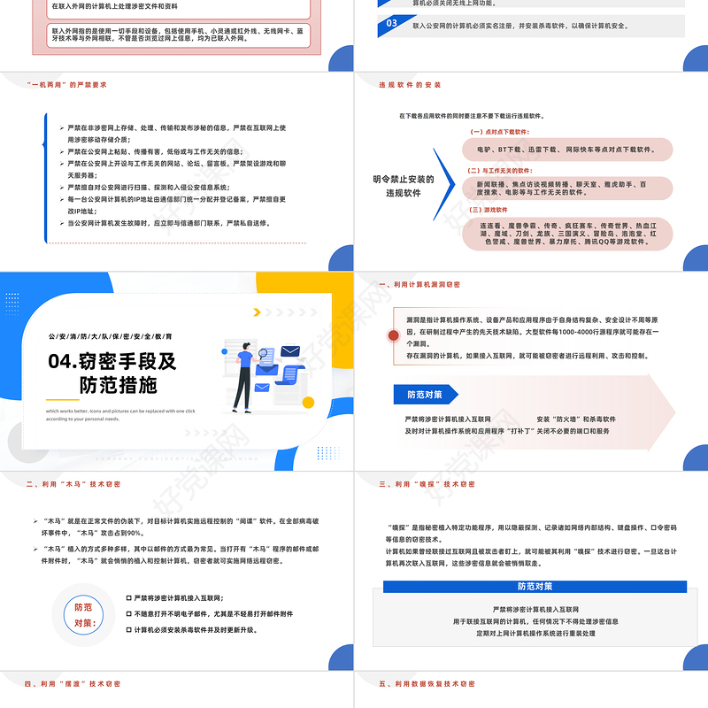 2023保密安全教育PPT简约风公安消防大队保密安全教育专题课件模板下载