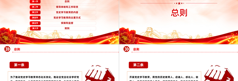 红色精美党史学习教育工作条例PPT党纪党规党课课件