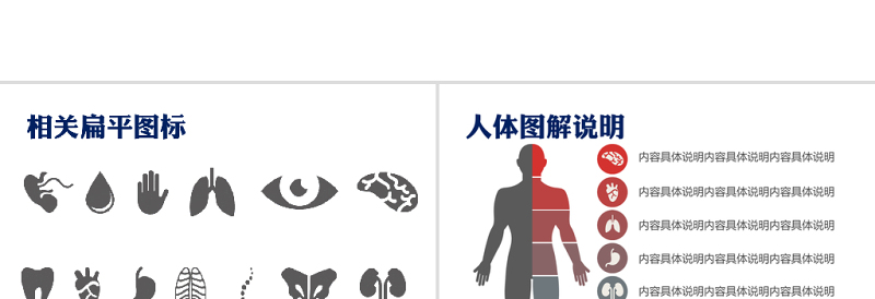 医疗医药药学研究ppt图表及图标素材打包下载