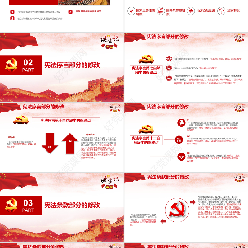 新宪法修改宪法诞生记党建PPT