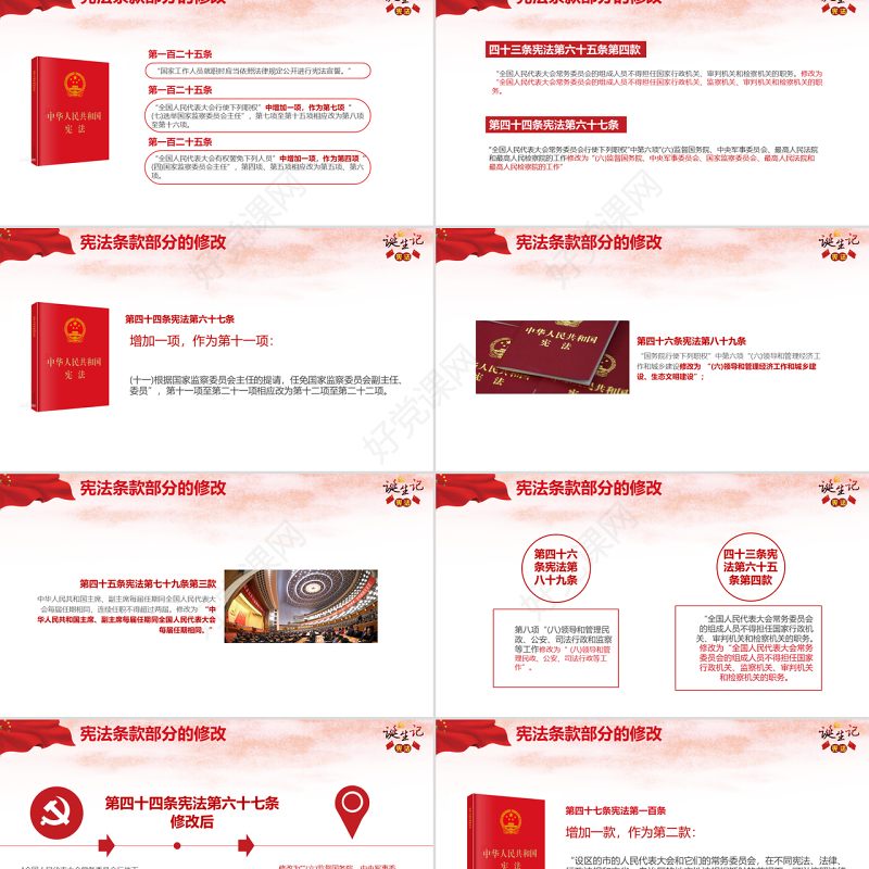 新宪法修改宪法诞生记党建PPT