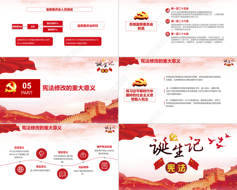 新宪法修改宪法诞生记党建PPT