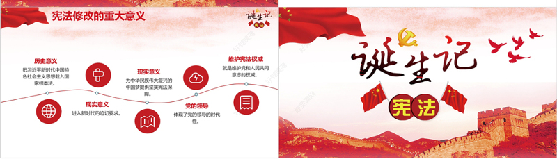 新宪法修改宪法诞生记党建PPT