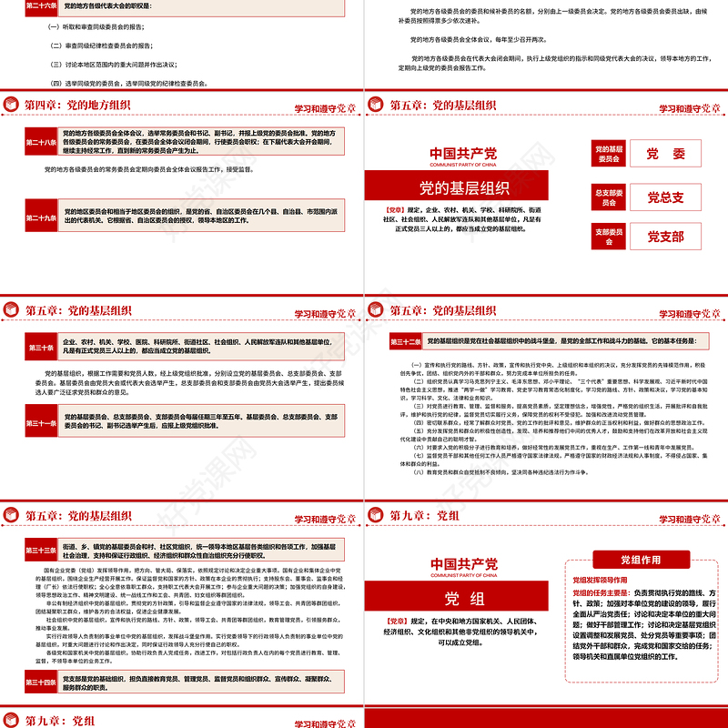 2022中国共产党章程PPT红色精美党政风党章发展历程及新党章全文党员学习专题课件下载
