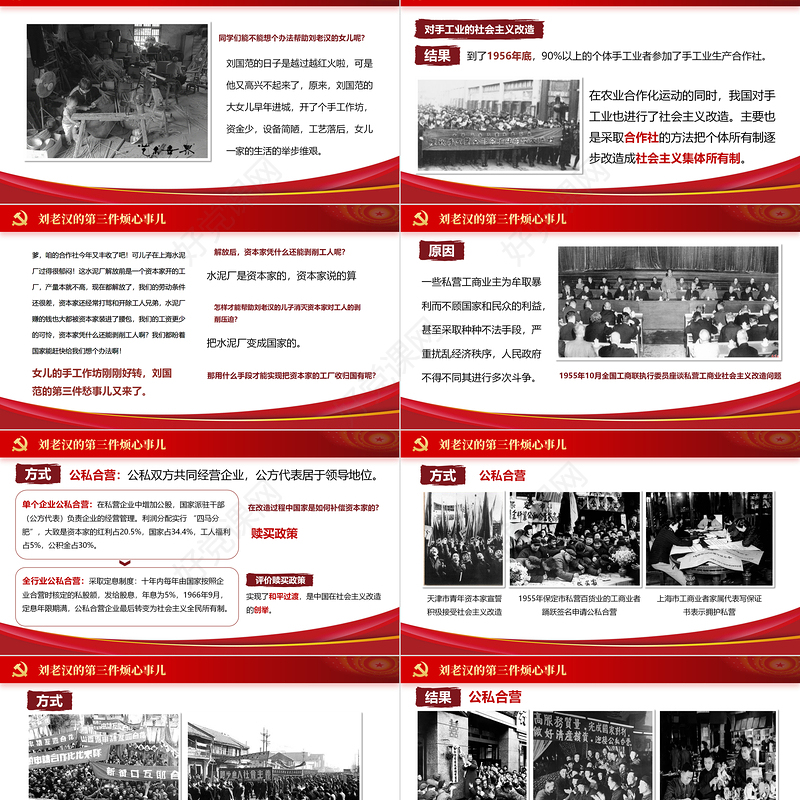三大改造PPT传统中国风对农业手工业和资本主义工商业进行的社会主义改造历史学习课件