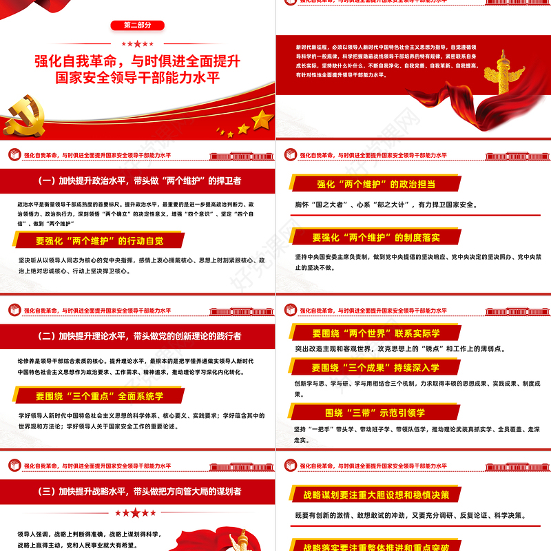 2023全面提升领导干部能力水平加快锻造新时代国安铁军PPT大气精美风党员干部学习教育专题党课课件模板