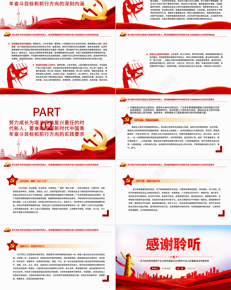 努力成长为堪当民族复兴重任的时代新人PPT学习在庆祝中国共产主义青年团成立100周年大会上的重要讲话