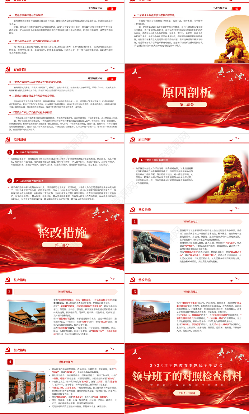 2023年主题教育专题民主生活会领导班子的对照检查检视剖析材料PPT课件