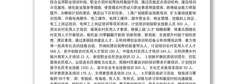 崇头镇农民培训转移就业培训工作计划