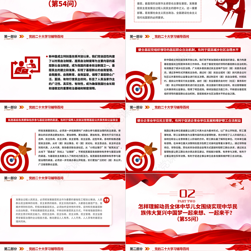 2023党二十大报告学习辅导百问（第54—61问）关于中国式现代化PPT大气精美风党员干部学习教育专题党课课件模板