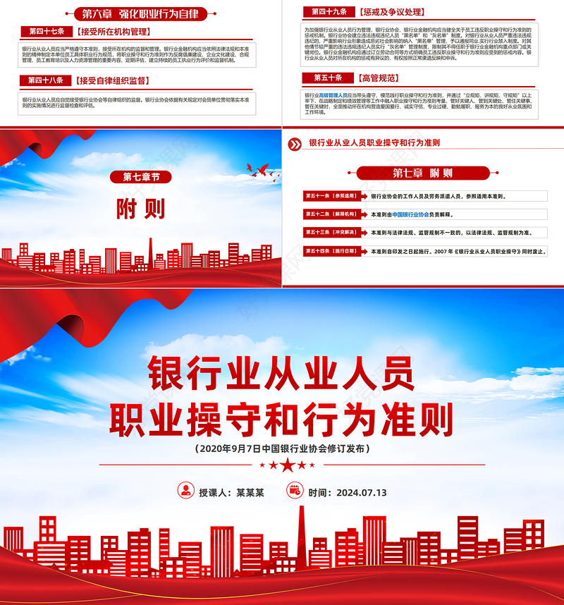 新版《银行业从业人员职业操守和行为准则》PPT课件